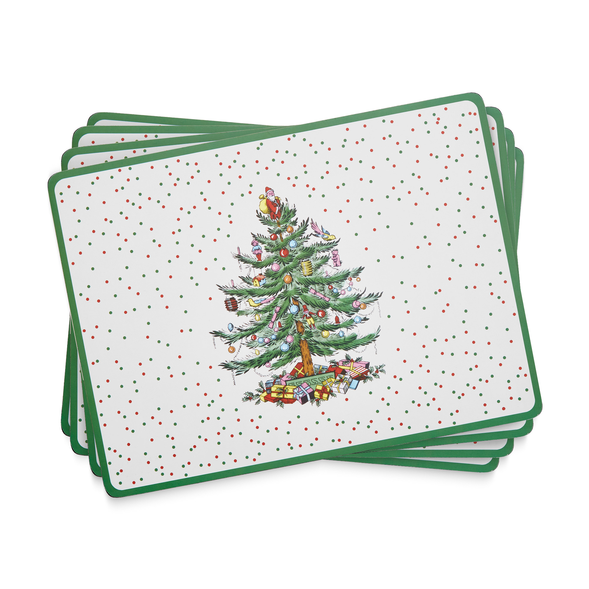 Christmas Tree Polka Dot Placemats Set of 4 image number null